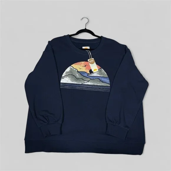 C&C California Women's 1X Navy Sweatshirt with Graphic Print - Picture 10 of 12